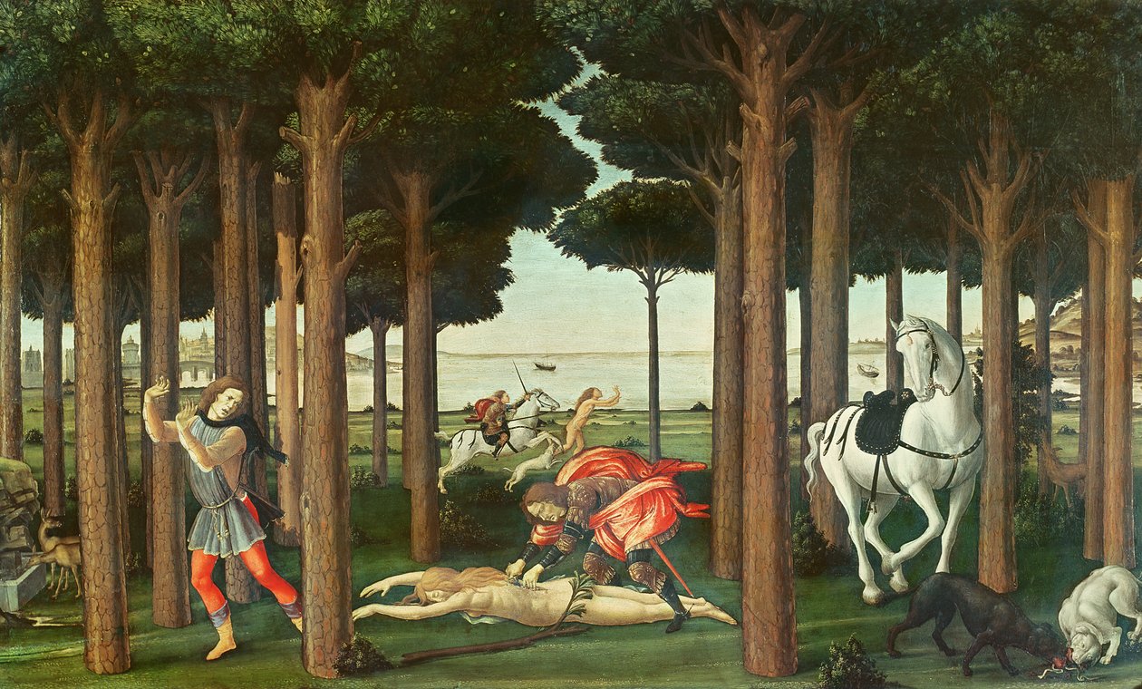 El Destripamiento de la Mujer Perseguida: Escena II de La Historia de Nastagio degli Onesti, c.1483 de Sandro Botticelli