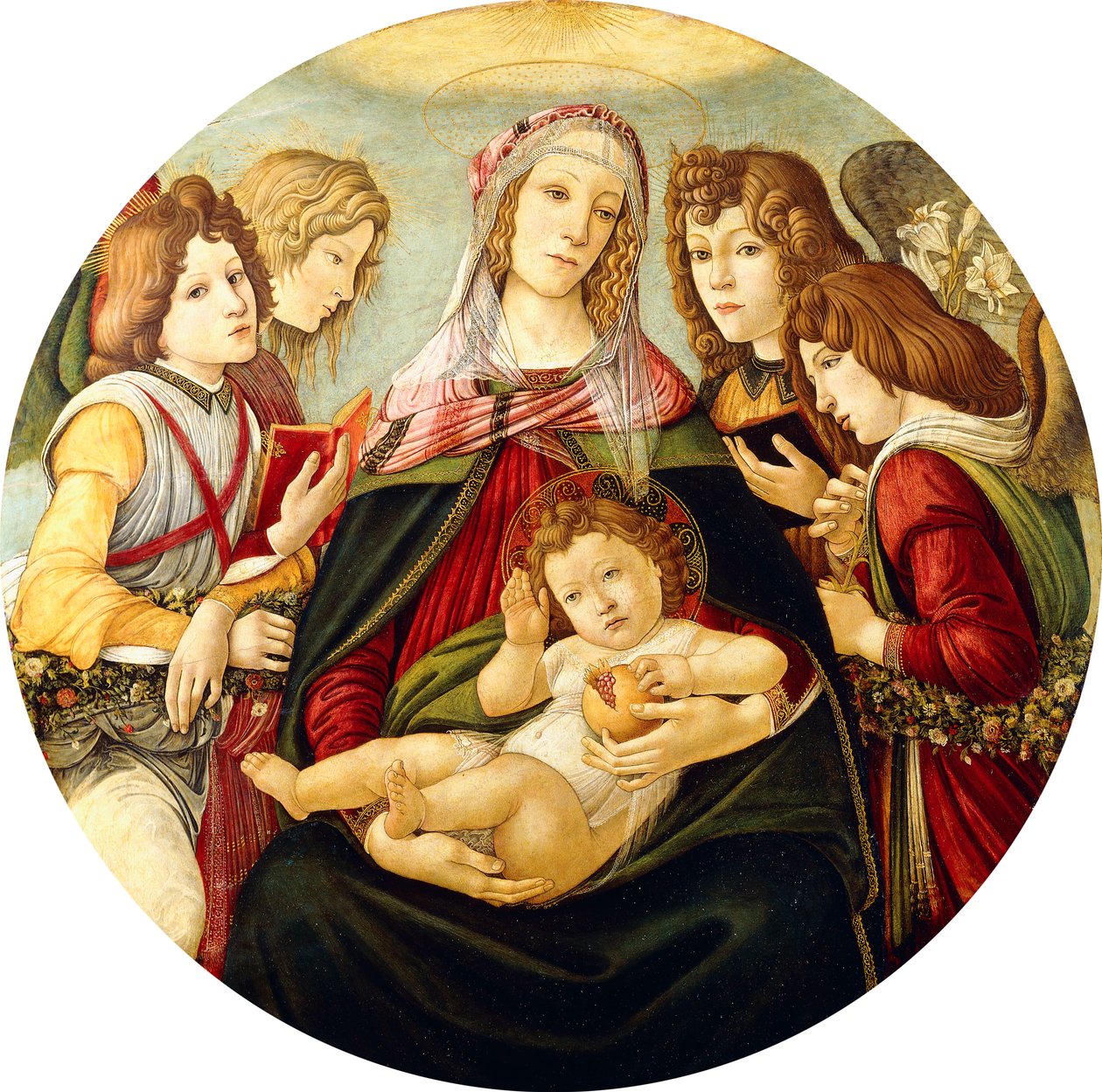 La Madonna y el Niño con Cuatro Ángeles de Sandro Botticelli