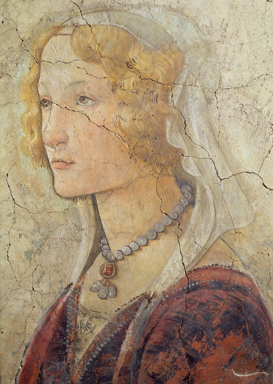 Venus y las Tres Gracias Ofreciendo Regalos a una Niña (detalle) de Sandro Botticelli