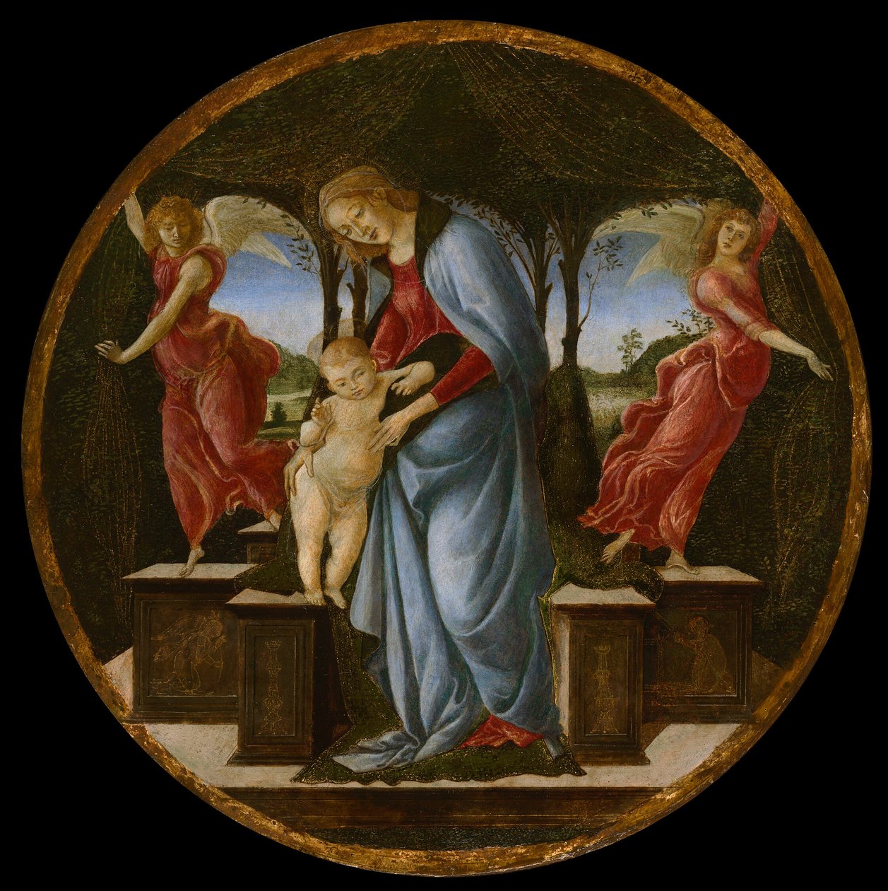 Virgen con el Niño y dos ángeles de Sandro Botticelli