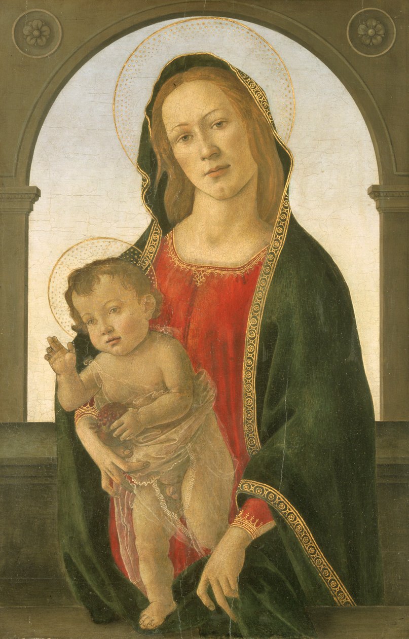 Virgen y niño con una granada, c1488 de Sandro Botticelli