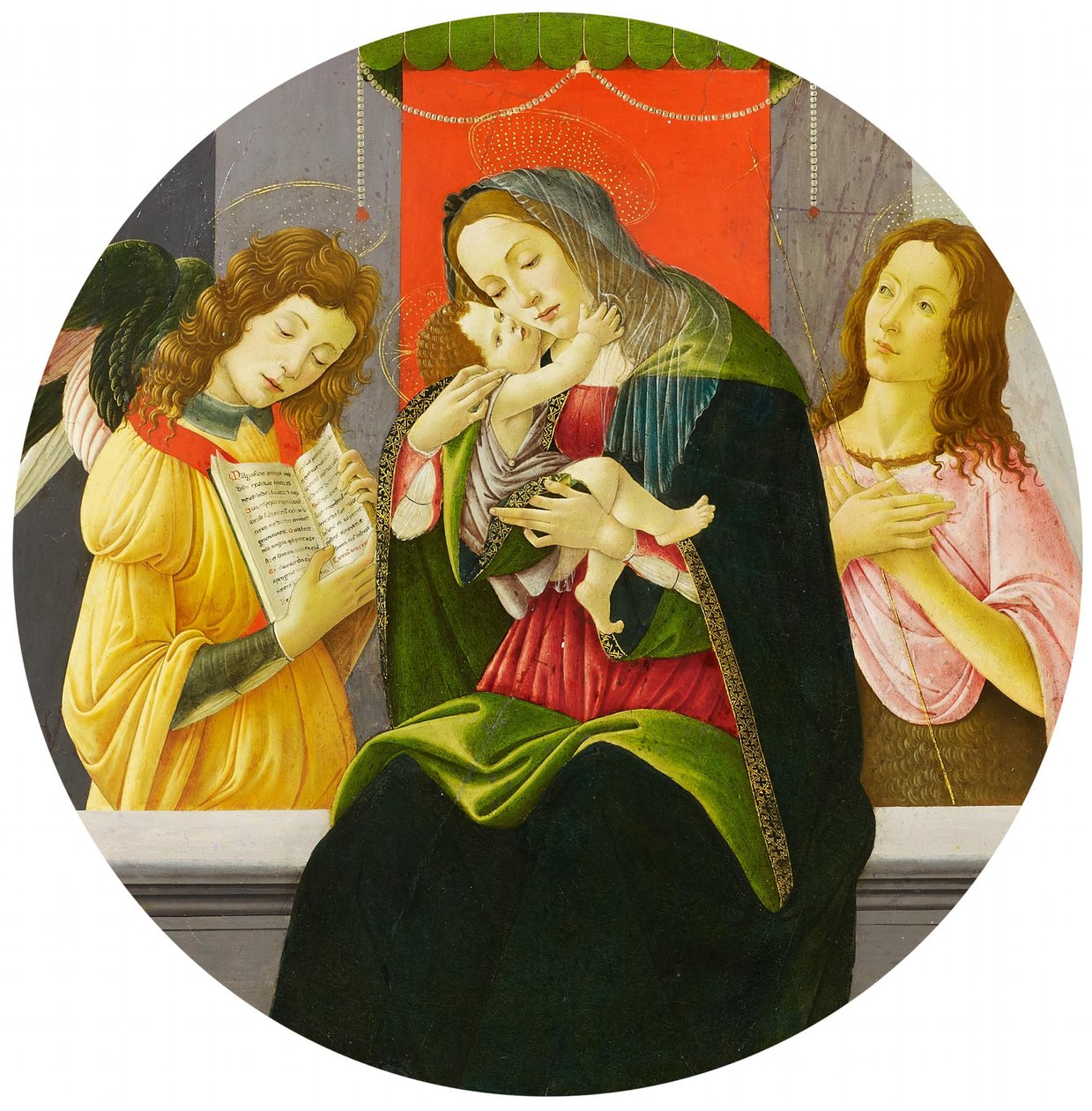 La Virgen con el Niño, Juan Bautista y un ángel de Sandro Botticelli and workshop