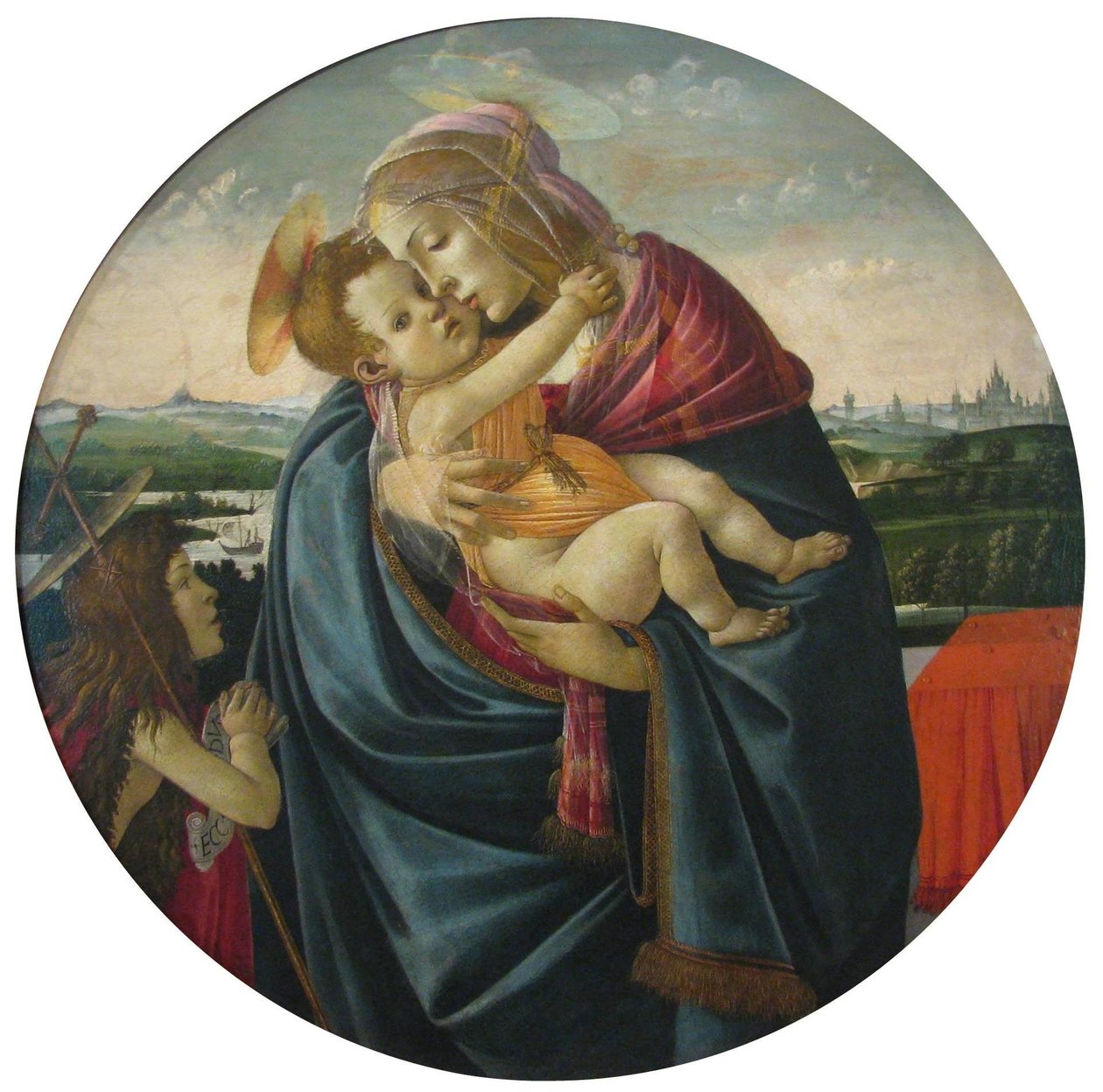 Virgen con el Niño y San Juan Bautista de Sandro Botticelli and workshop