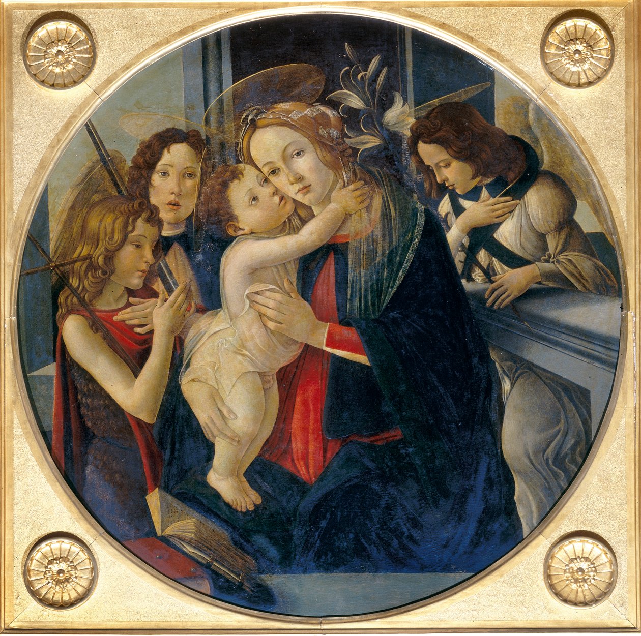 Madonna con Niño, joven San Juan Bautista y ángeles de Sandro and workshop Botticelli