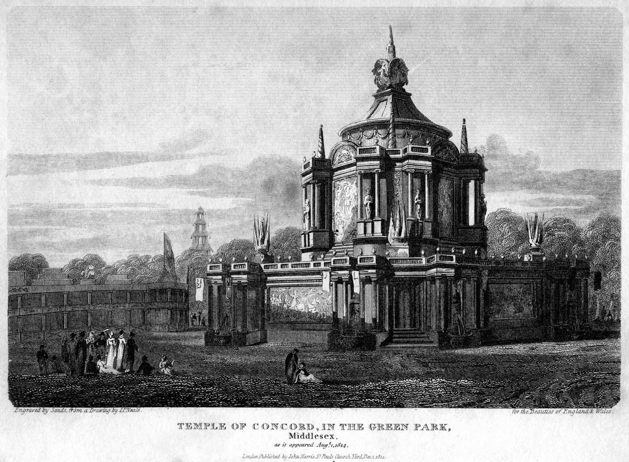 Templo de la Concordia, Green Park, Westminster, Londres, 1814 de Sands