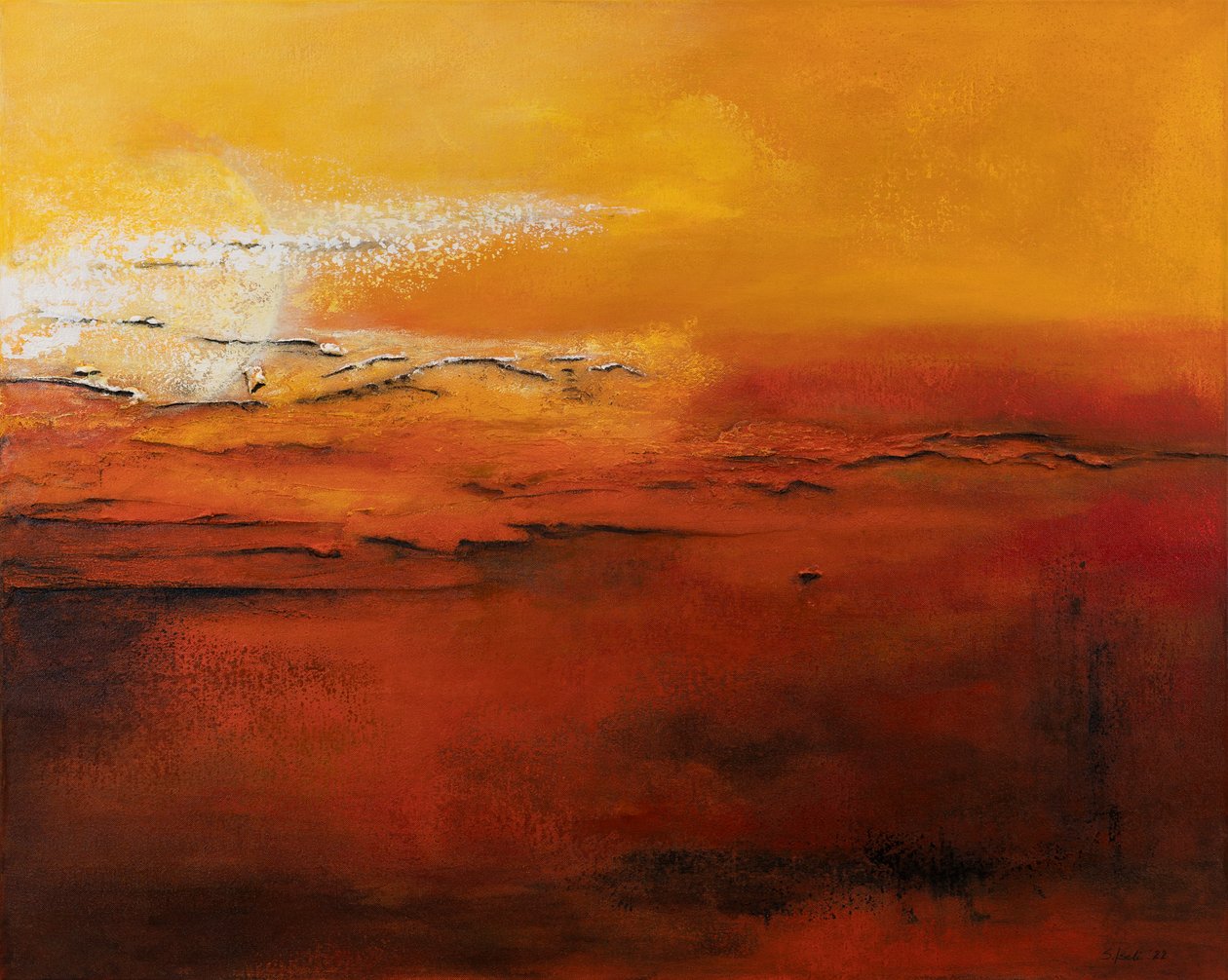 Puesta de sol, 2022 (técnica mixta sobre lienzo) de Sandy Iseli