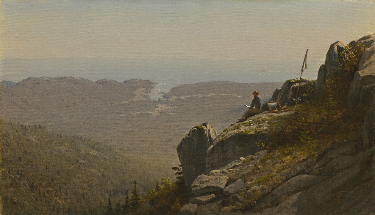 El artista dibujando en Mount Desert, Maine, 1864-5 de Sanford Robinson Gifford