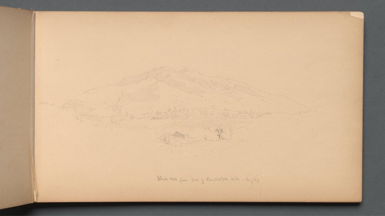 Cuaderno de bocetos, página 12: "Montañas Blancas desde el pie de Randolph Hill" de Sanford Robinson Gifford
