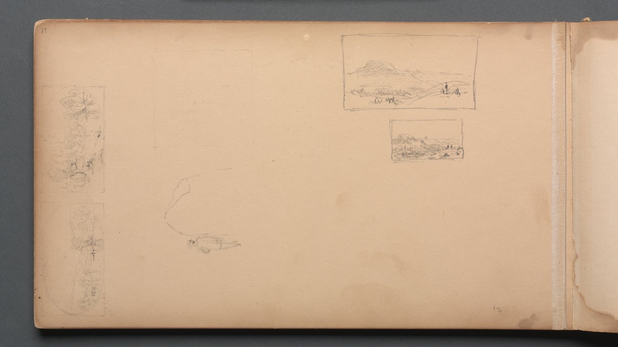 Cuaderno de bocetos, página 37: Vistas del paisaje de Maine, 1859 de Sanford Robinson Gifford