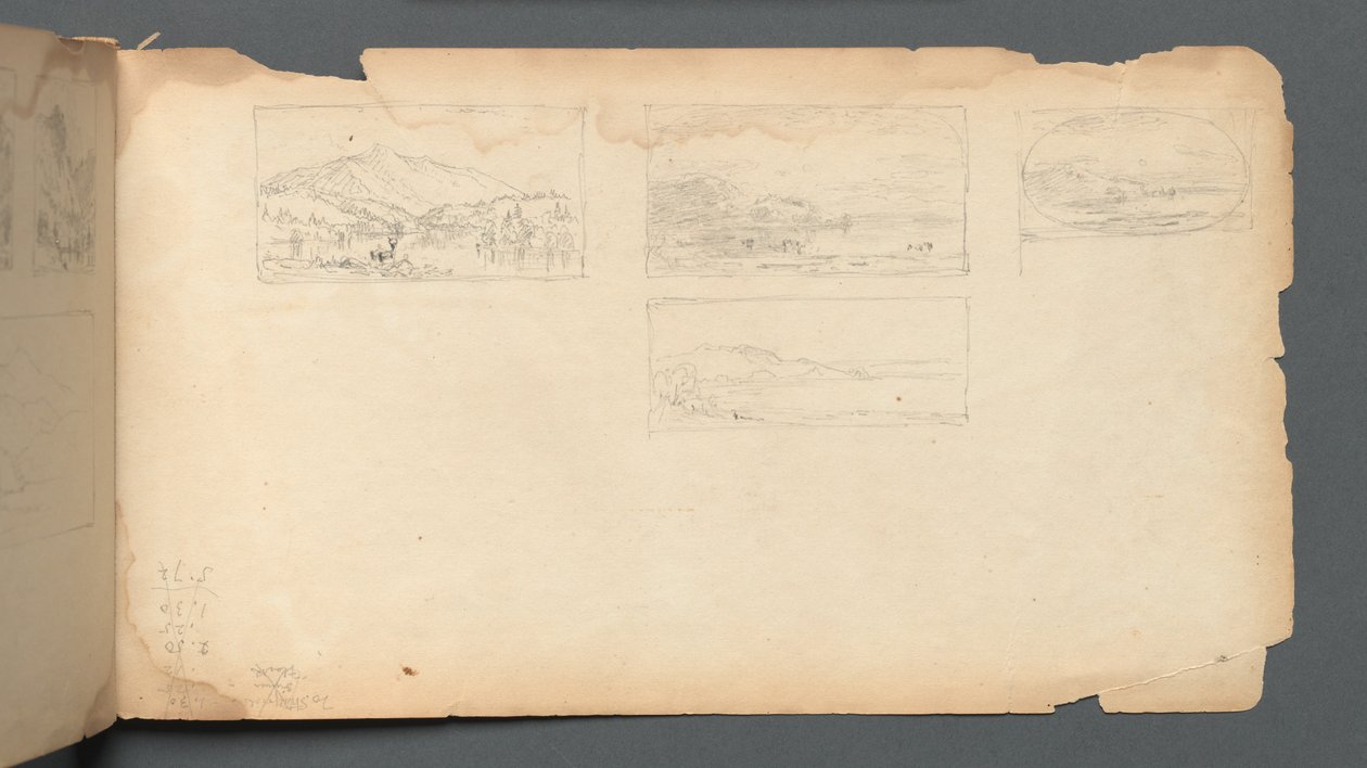 Cuaderno de bocetos, página 40: Paisaje de Maine de Sanford Robinson Gifford