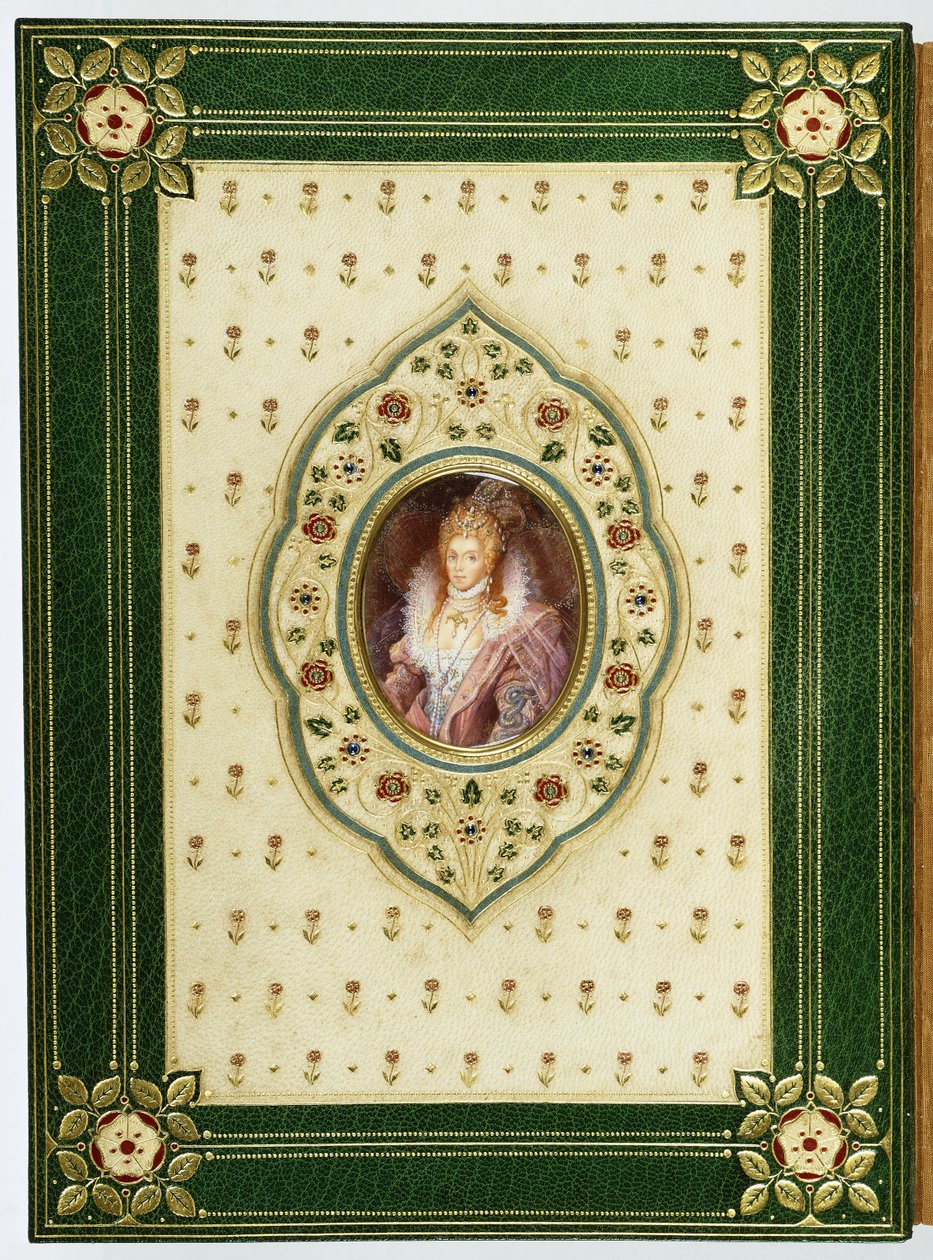 Un retrato ovalado de la Reina Isabel I de Sangorski and Sutcliffe