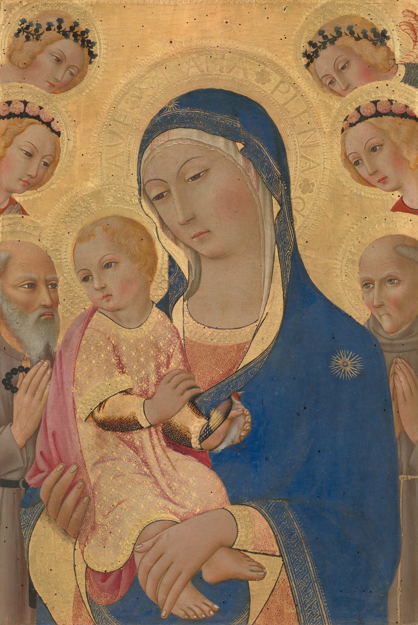 Madonna y el Niño con San Jerónimo, San Bernardino y ángeles, c. 1460-1470 de Sano di Pietro