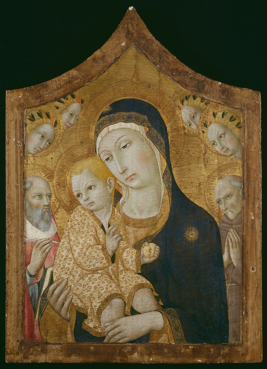 La Virgen y el Niño con los santos Jerónimo, Bernardino de Siena y ángeles de Sano di Pietro