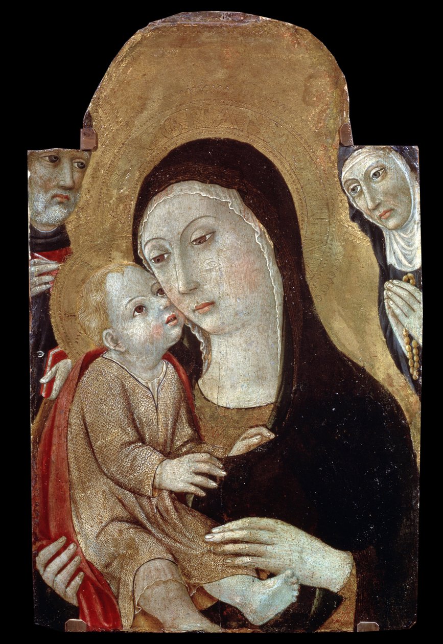 La Virgen y el Niño con Santos. Pintura de Sano di Pietro (1406-1481). Témpera sobre madera, 43 x 27 cm. Escuela de Siena, arte gótico italiano. Museo Pushkin de Bellas Artes, Moscú. ©FineArtImage/Leemage de Sano di also Ansano di Pietro di Mencio Pietro