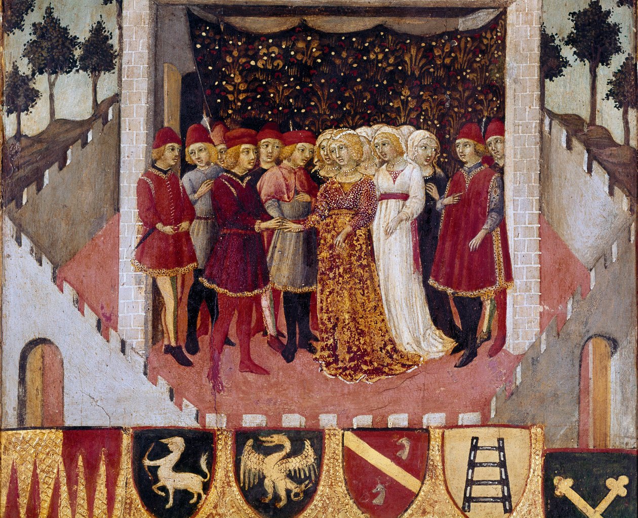 Ceremonia de boda de una pareja de la nobleza de la ciudad de Siena de Sano di also Ansano di Pietro di Mencio Pietro