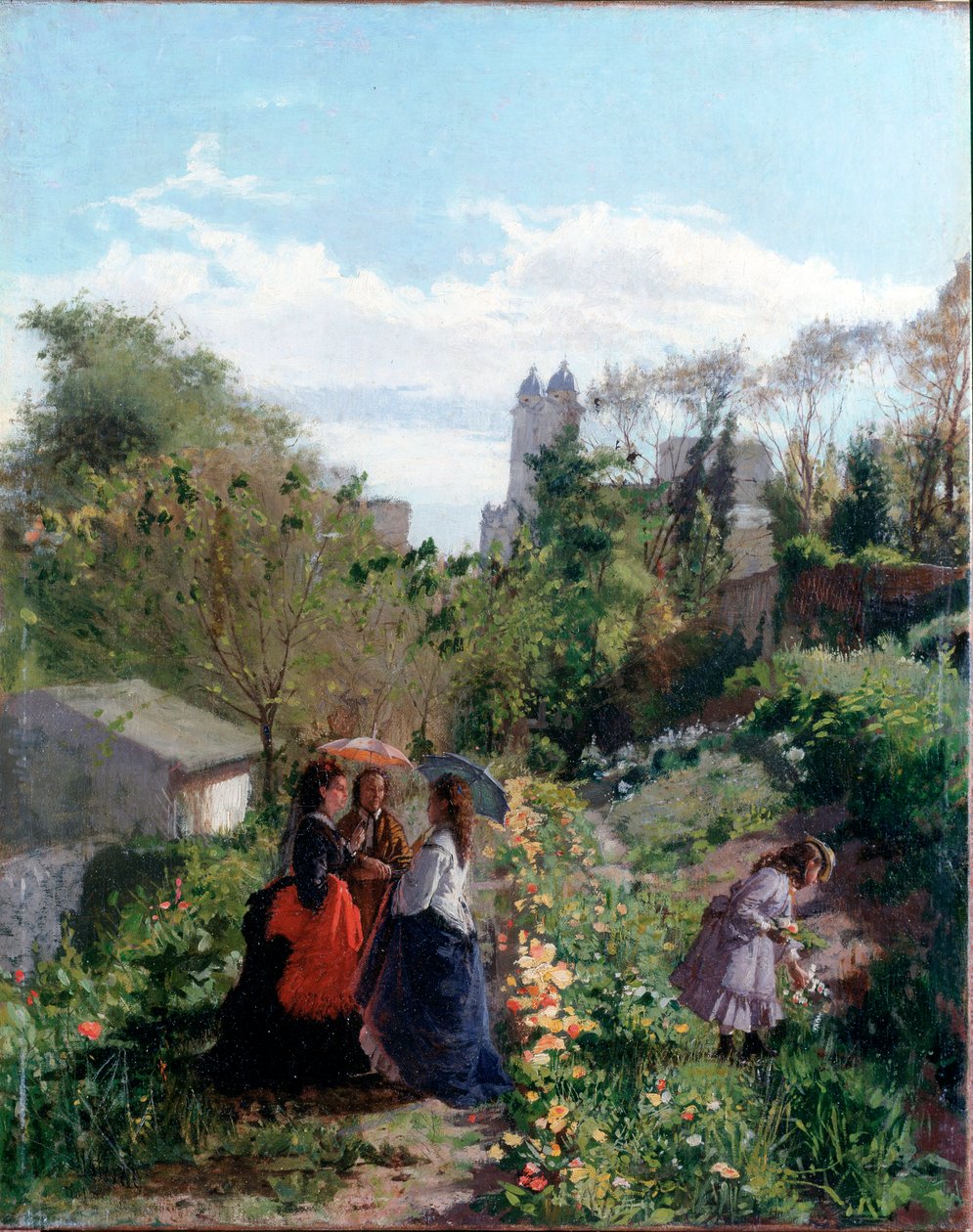 Damas en un jardín (óleo sobre lienzo) de Sante Bertelli