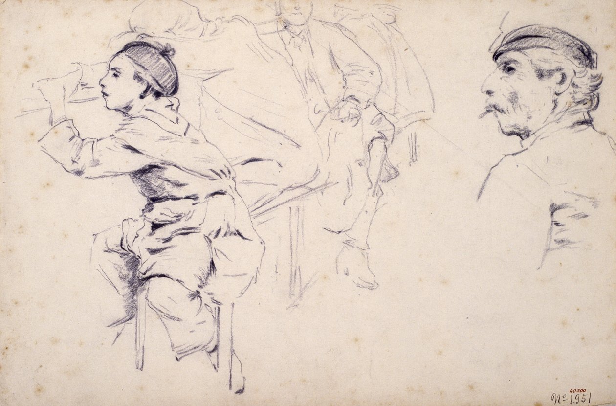 Estudio de niños y figuras de hombres de Santiago Rusiñol