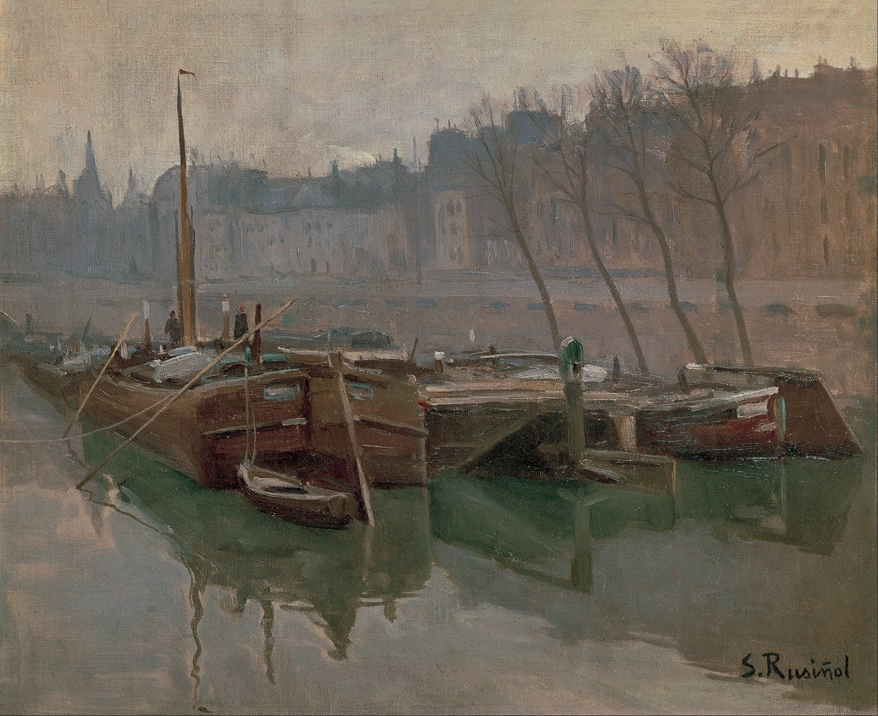 Barcos en el Sena de Santiago Rusiñol