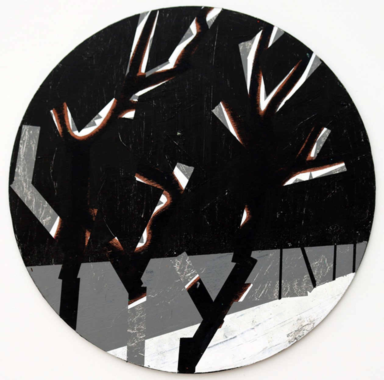 Twixt Heaven & Earth I-B (acrílico sobre tabla circular) de Sara Hayward