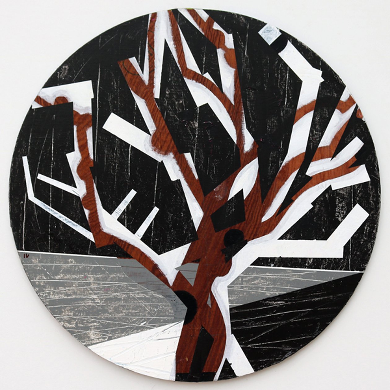 Twixt Heaven & Earth IV-B (acrílico sobre tabla circular) de Sara Hayward