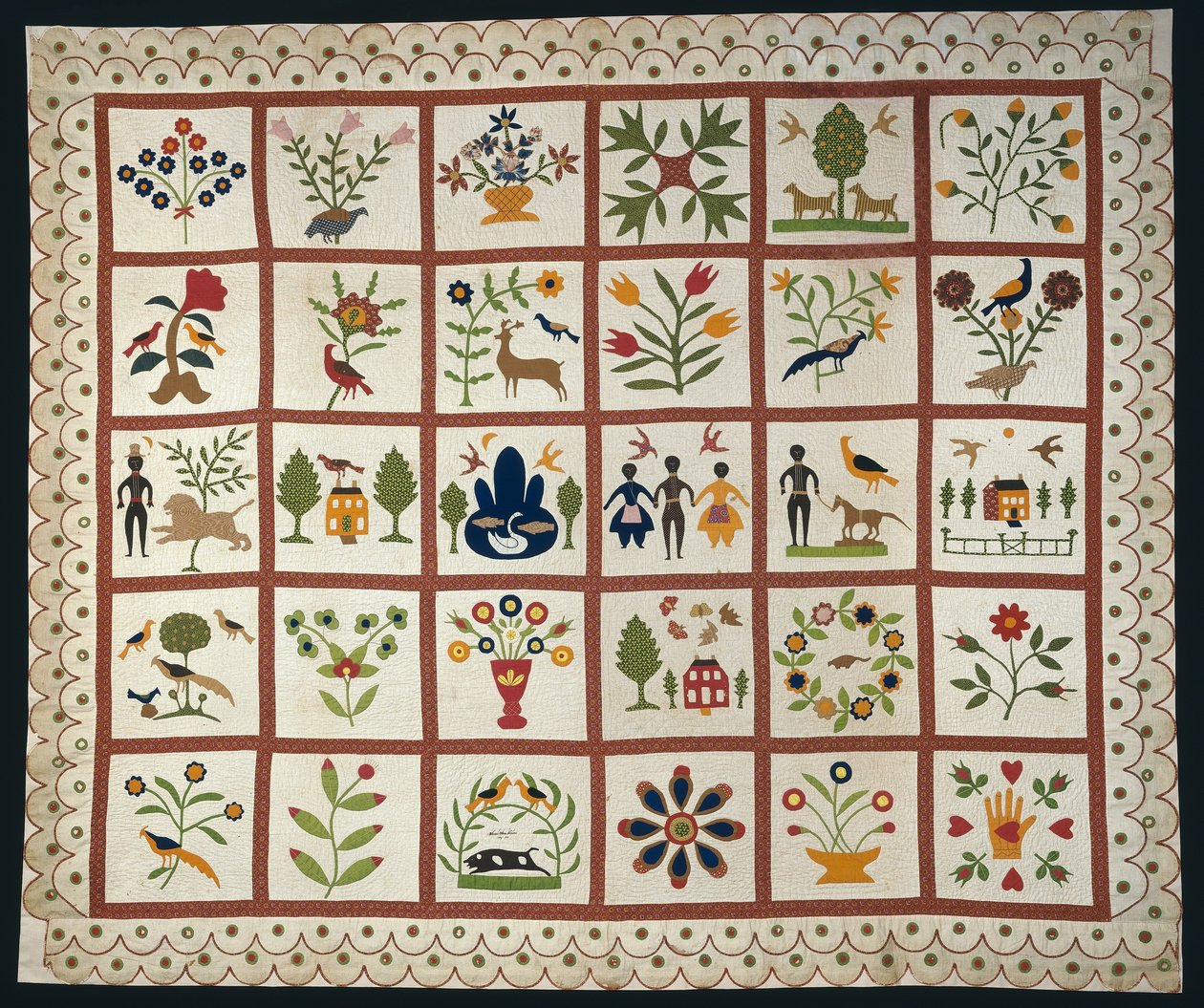 Cubrecama conocido como Quilt de Álbum de Sarah Ann Wilson