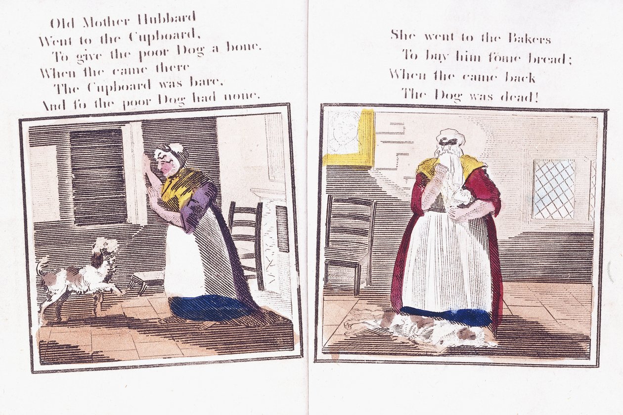 Dos páginas del libro de rimas infantiles 