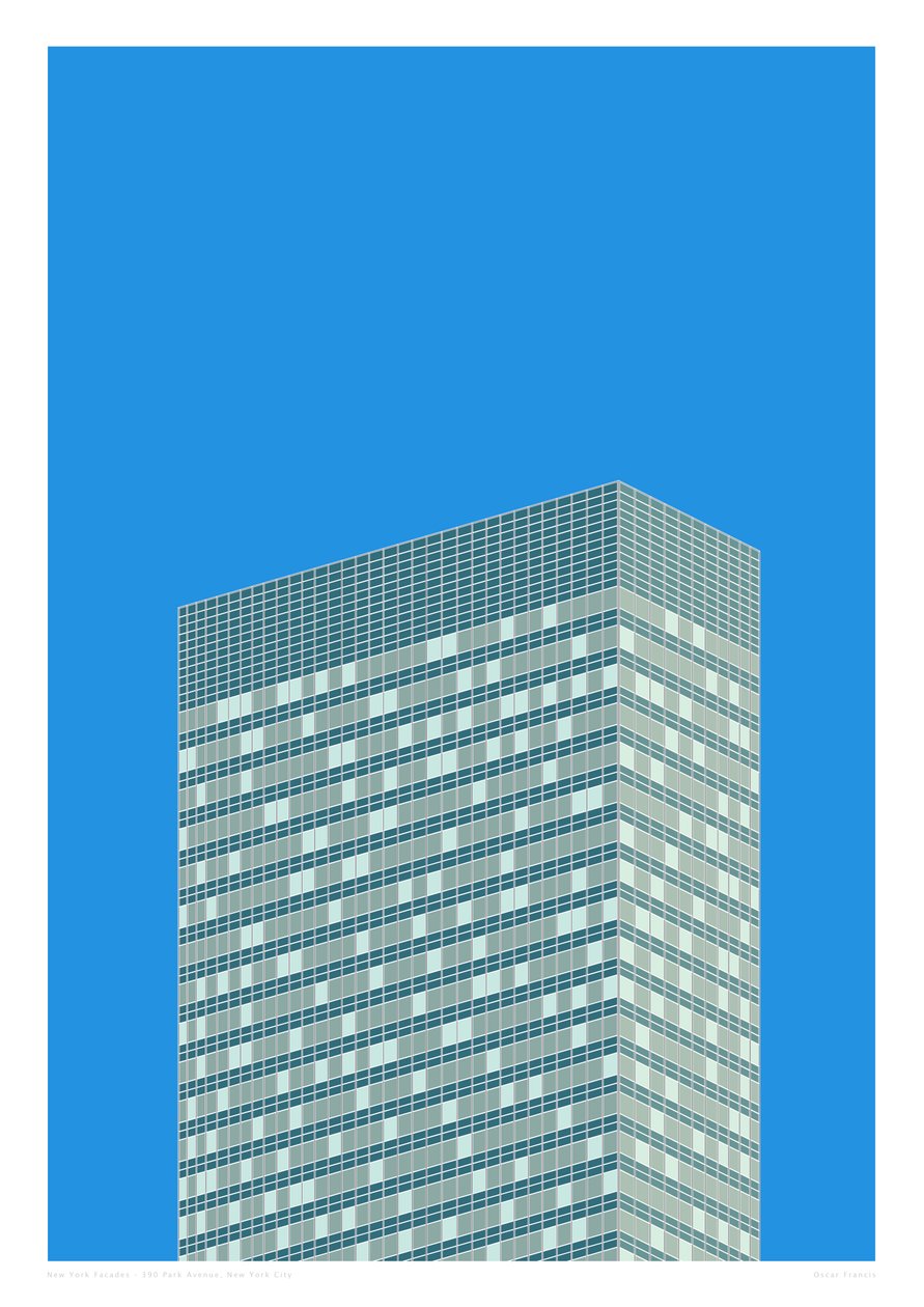390 Park Avenue, NYC, 2014 (impresión giclée gráfica) de Sarah Evans