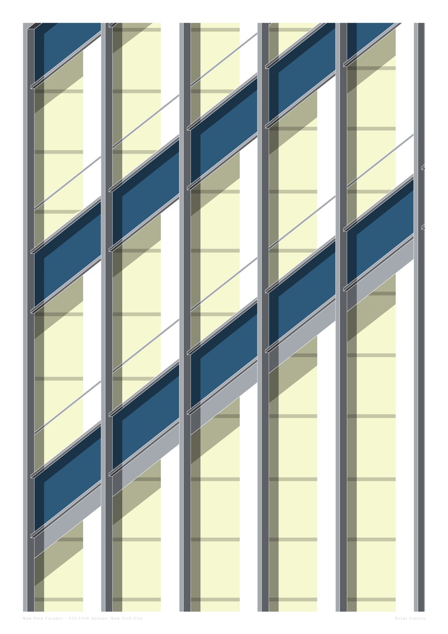 510 Fifth Avenue, NYC, 2015 (impresión giclée gráfica) de Sarah Evans