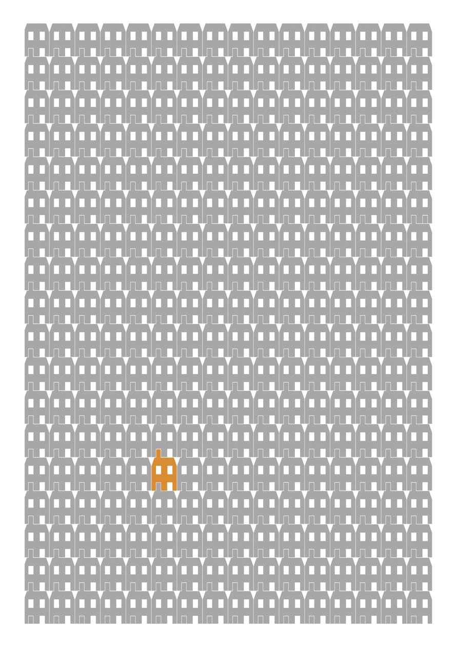 Grey Paper House Repeat Print, 2014 (impresión giclée gráfica) de Sarah Evans