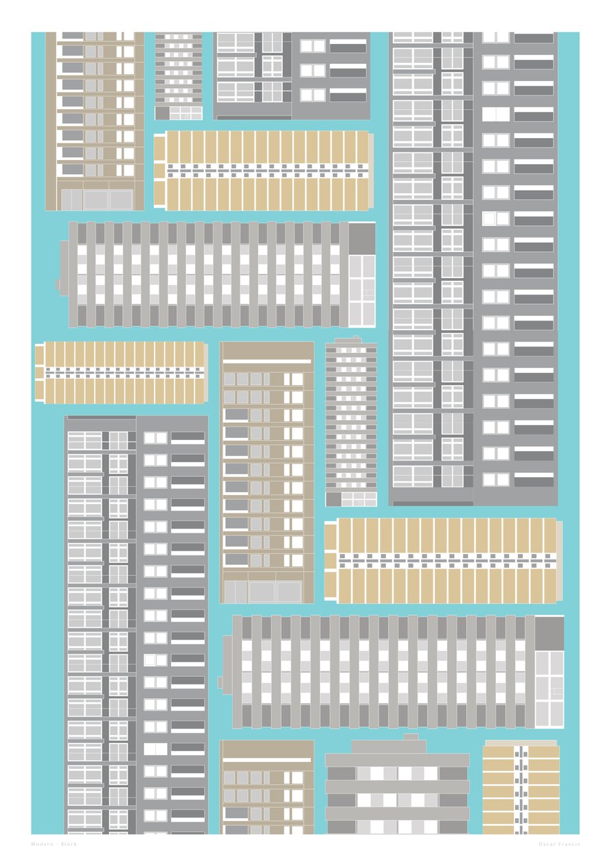 Modern Block, 2014 (impresión giclée gráfica) de Sarah Evans