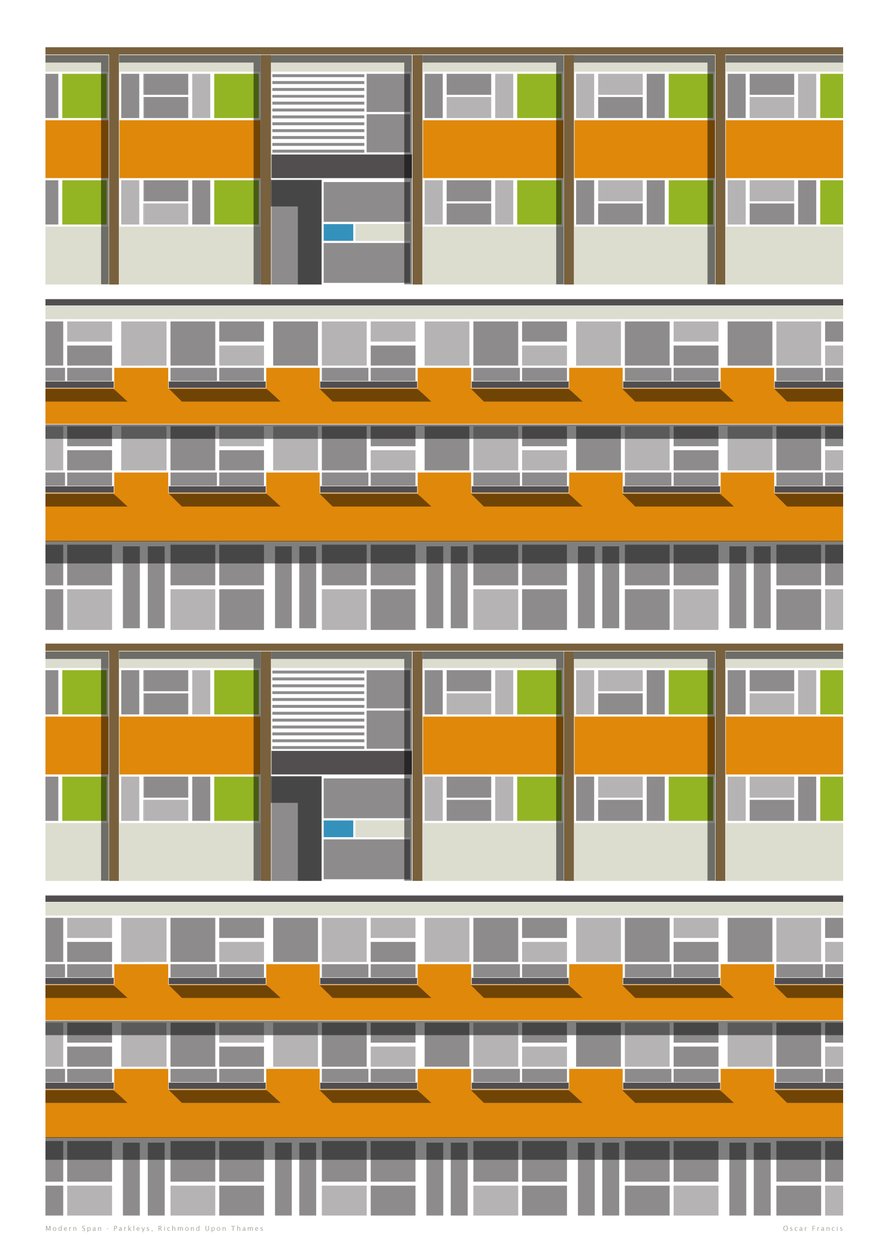 Parleys Estate, 2016 (impresión giclée gráfica) de Sarah Evans