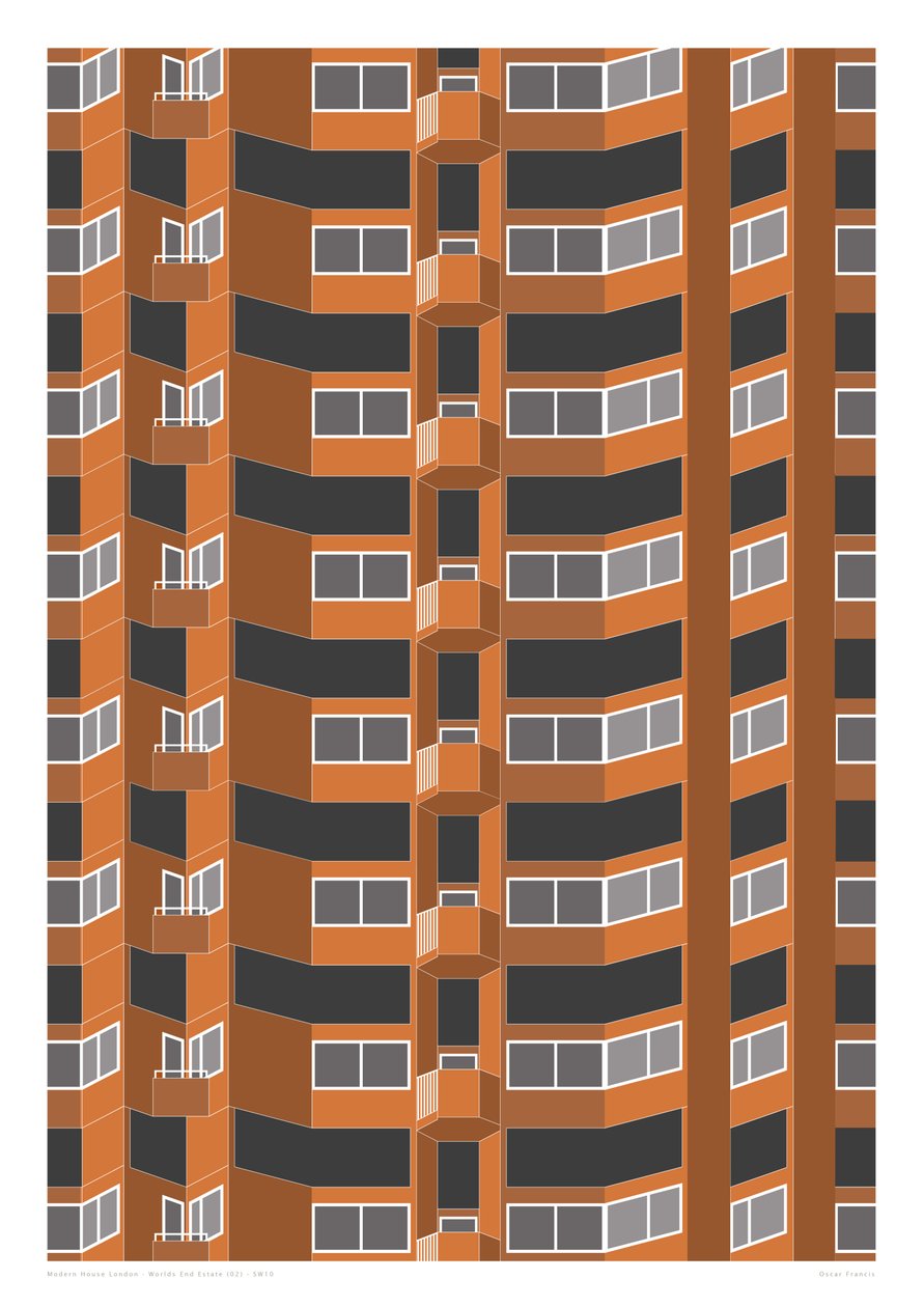 Worlds End Estate, 2014 (impresión giclée gráfica) de Sarah Evans