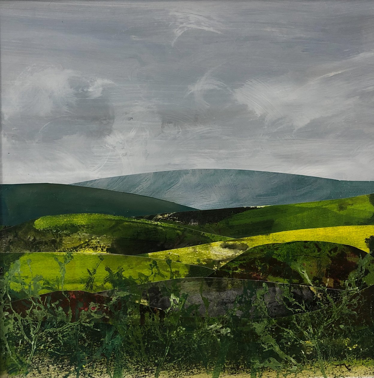 Paisaje de Somerset, 2023 (pintura sobre papel) de Sarah Thompson Engels