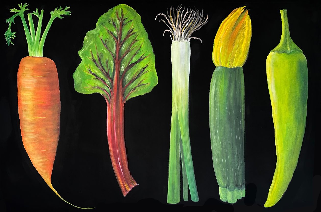 Verduras, 2024 (óleo sobre lienzo) de Sarah Thompson Engels