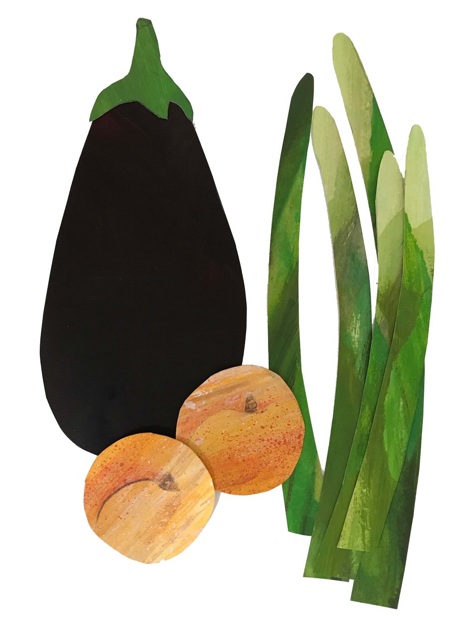 espárragos, albaricoques, berenjena, 2019 de Sarah Thompson Engels