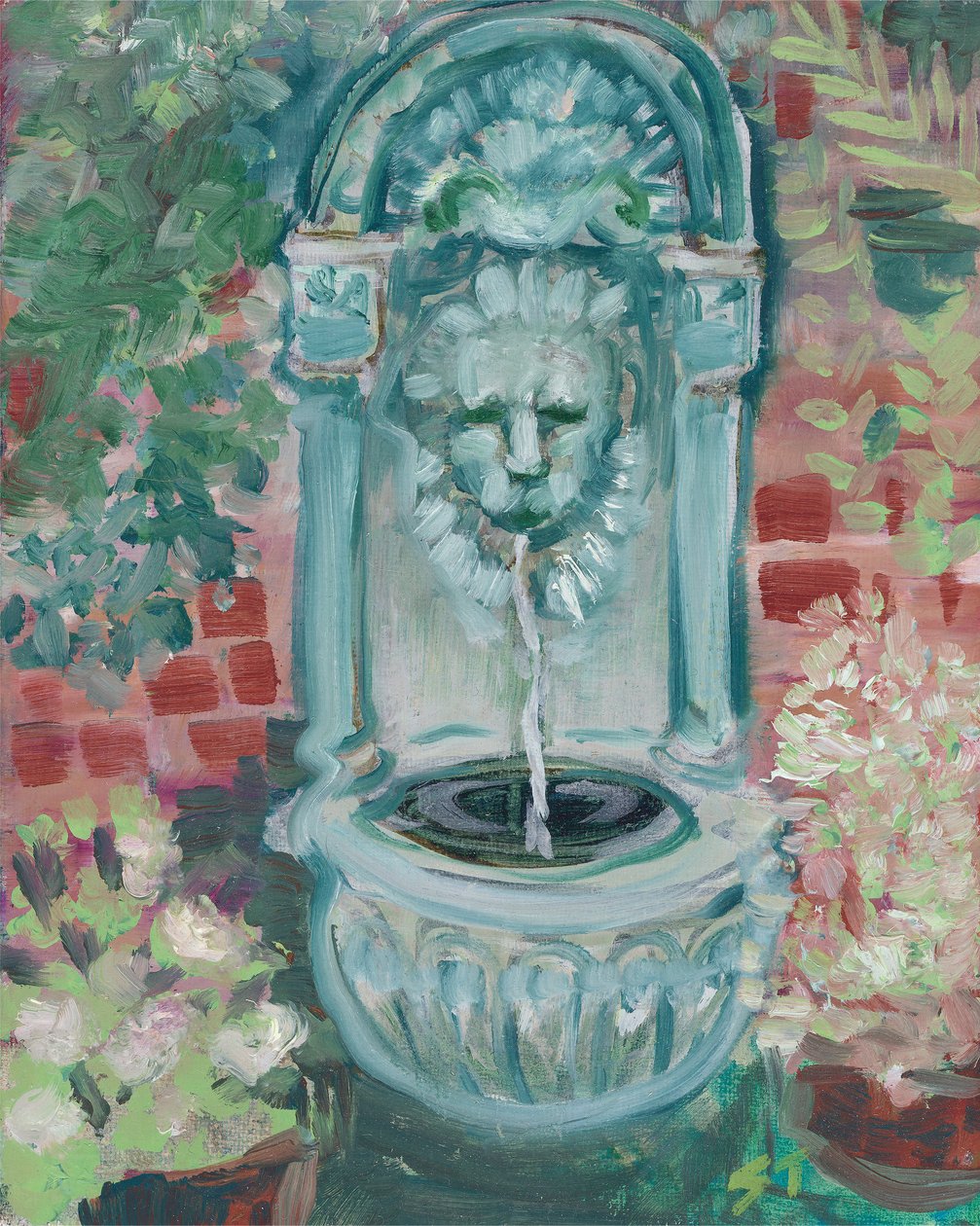 León en los helechos, c. 2021 (óleo sobre lienzo) de Sarah Tudor