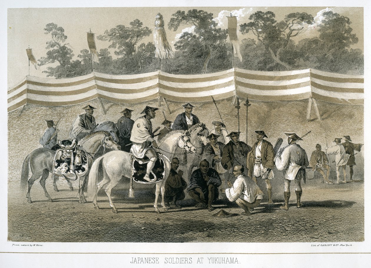 Soldados japoneses en Yukuhama, Japón, c. 1845 de Sarony and Co