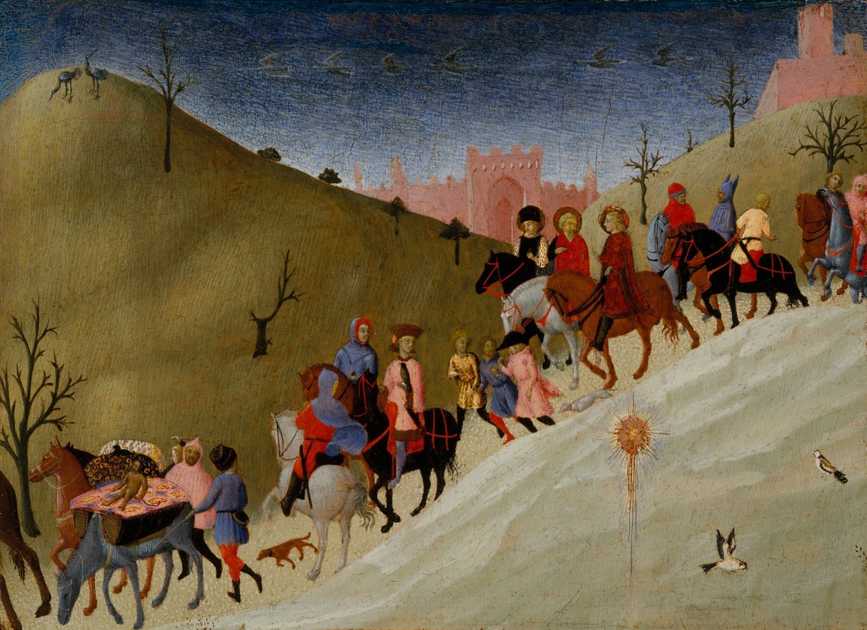 El viaje de los Reyes Magos, c.1433-5 de Stefano Sassetta
