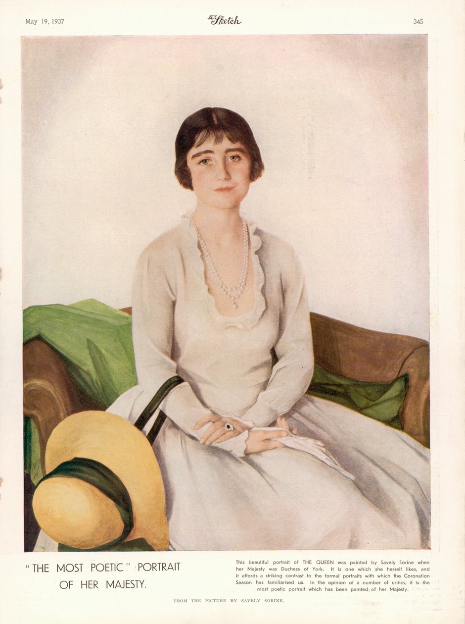 Retrato de Su Majestad la Reina Isabel (1900-2002) de "The Sketch". de Savely Sorine