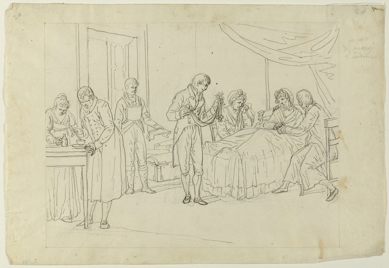 Escena de lecho de enfermo de Saverio della Gatta