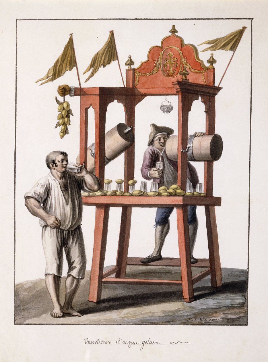 Vendedor de agua helada; y Traje napolitano del carro de Saviero Xavier della Gatta