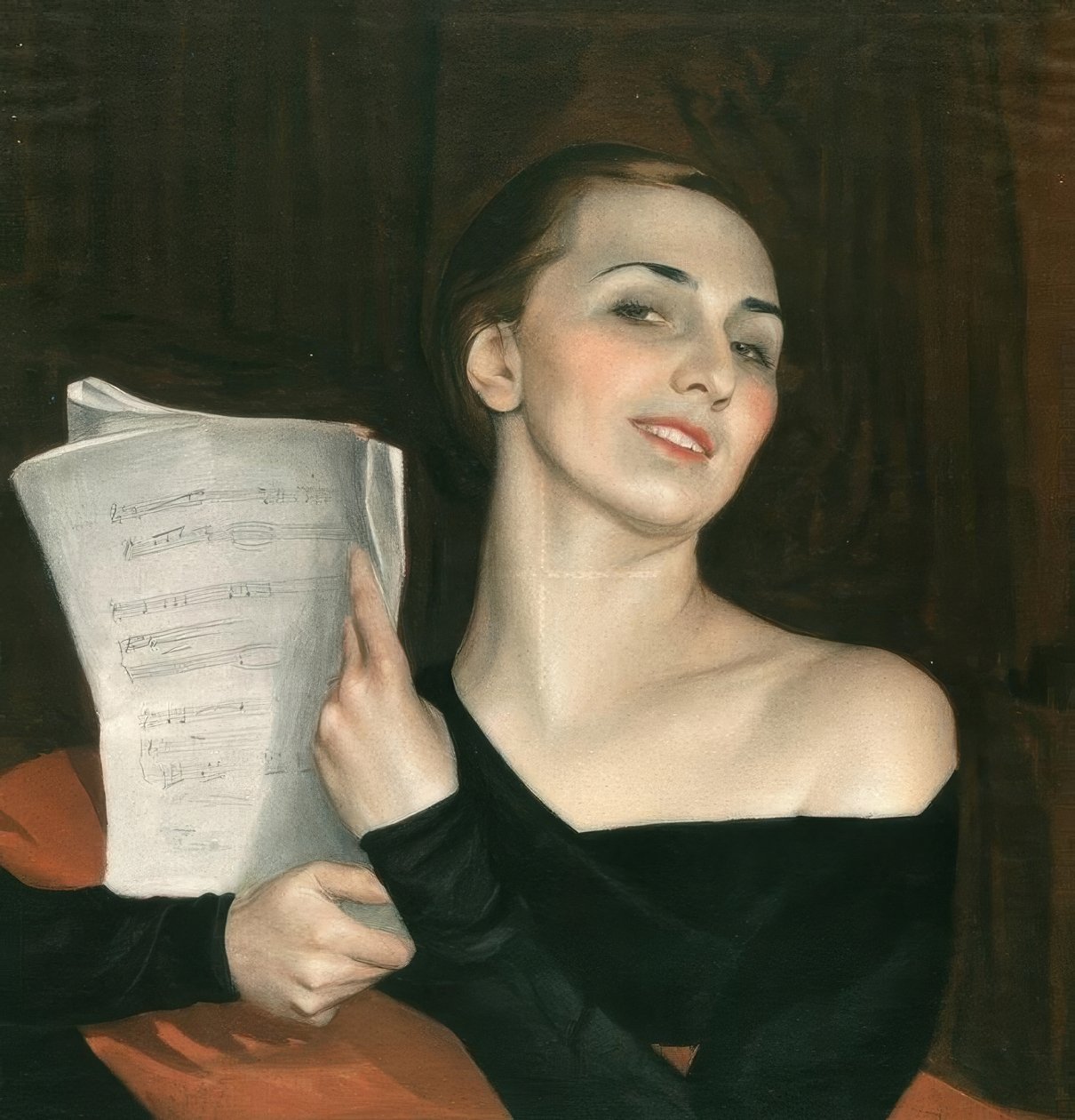 Cantante con partituras de Saweli Sorin