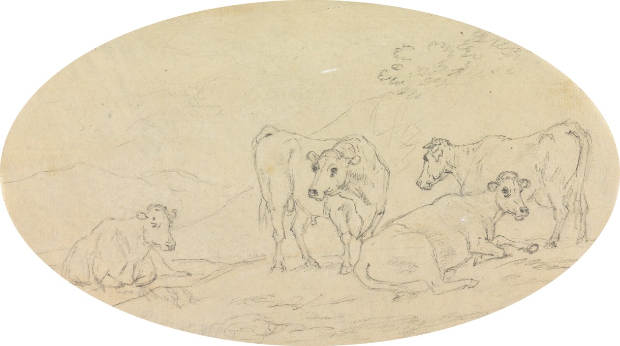 Cuatro vacas en un campo de Sawrey Gilpin