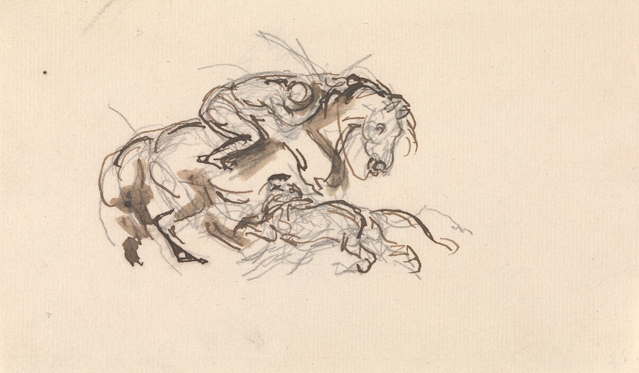 Caballo y jinete atacados por un león de Sawrey Gilpin