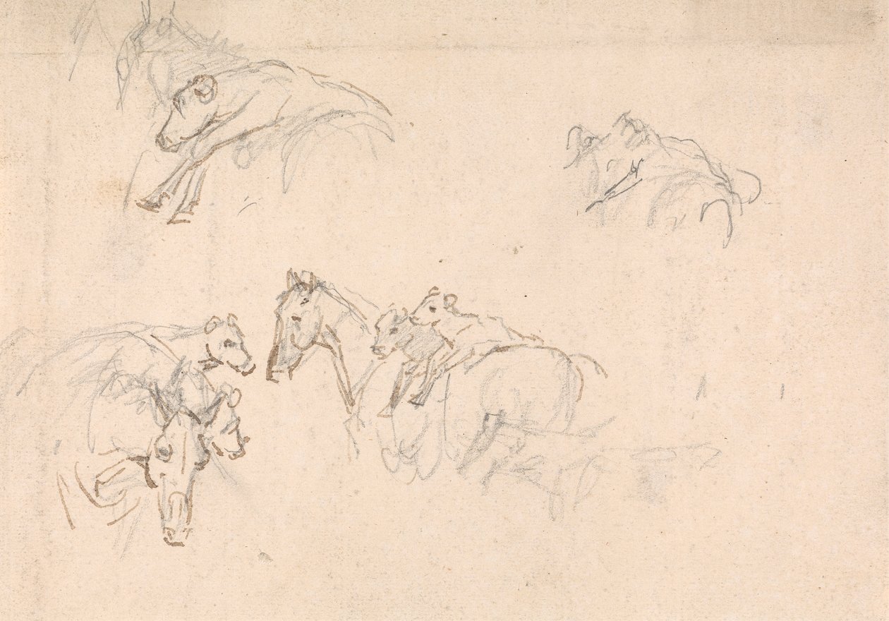 Estudio de caballos que llevan terneros a la espalda de Sawrey Gilpin