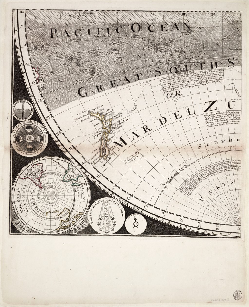 Un nuevo y correcto mapa del mundo (sección), c.1774 (grabado coloreado) de Sayer & Bennett