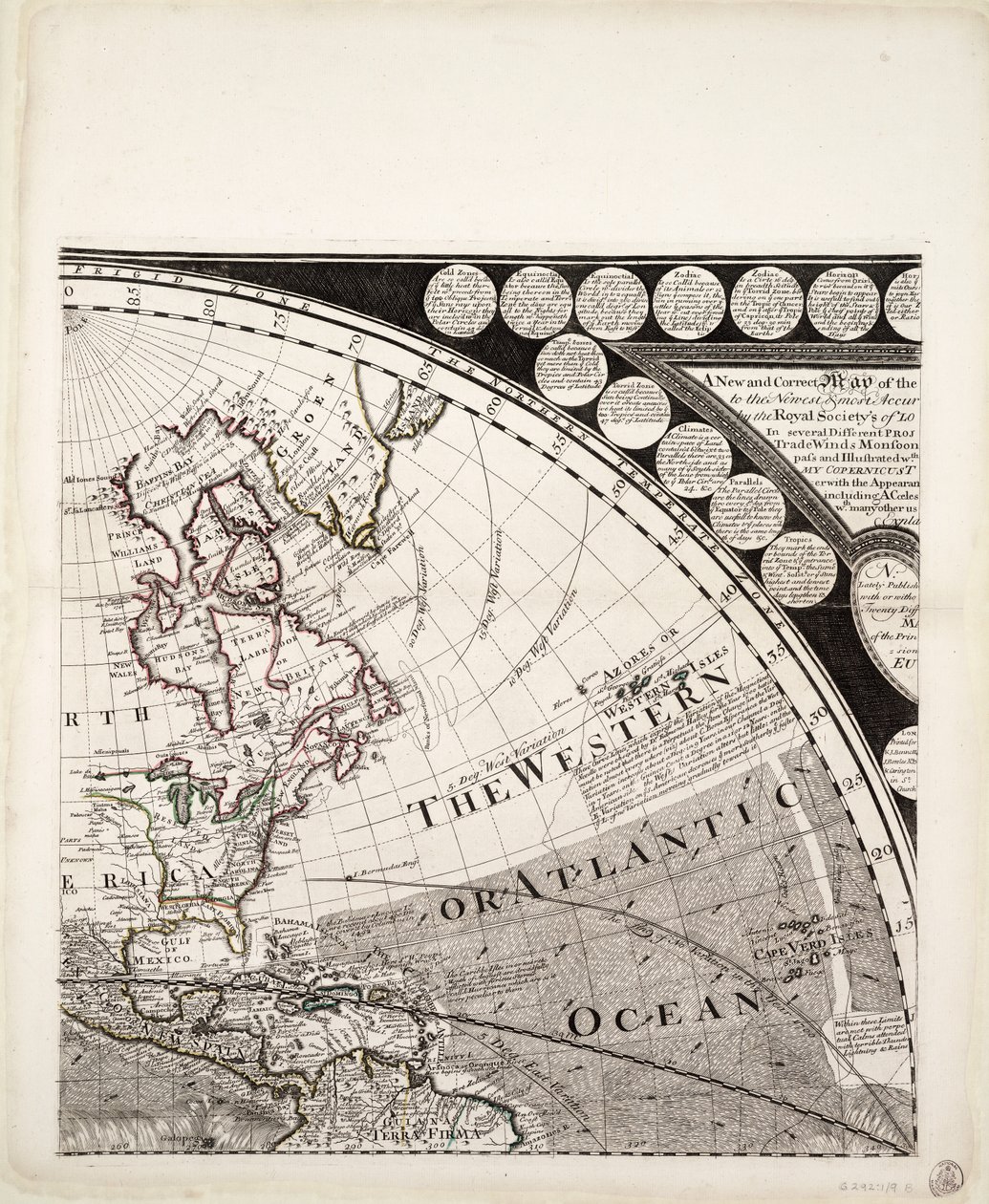 Un nuevo y correcto mapa del mundo (sección), c.1774 (grabado coloreado) de Sayer & Bennett