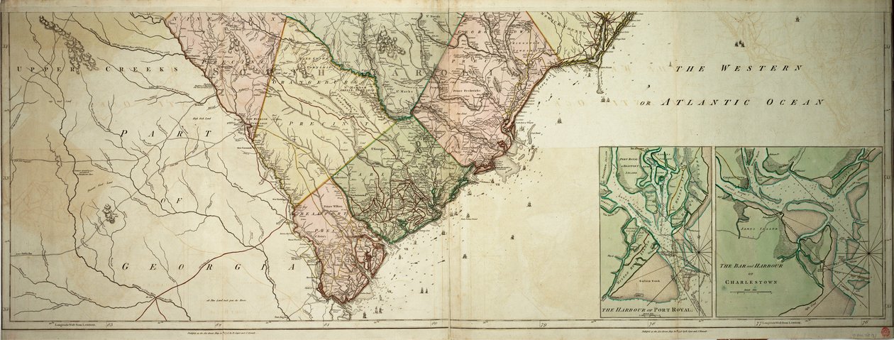 Mapa de Carolina del Norte y del Sur de Sayer & Bennett