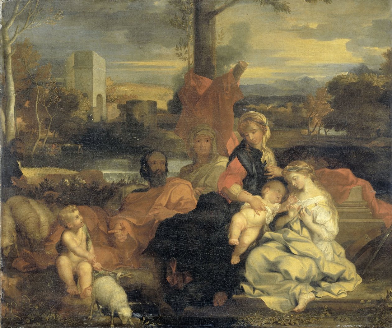 El matrimonio místico de Santa Catalina de Sébastien Bourdon (follower of)