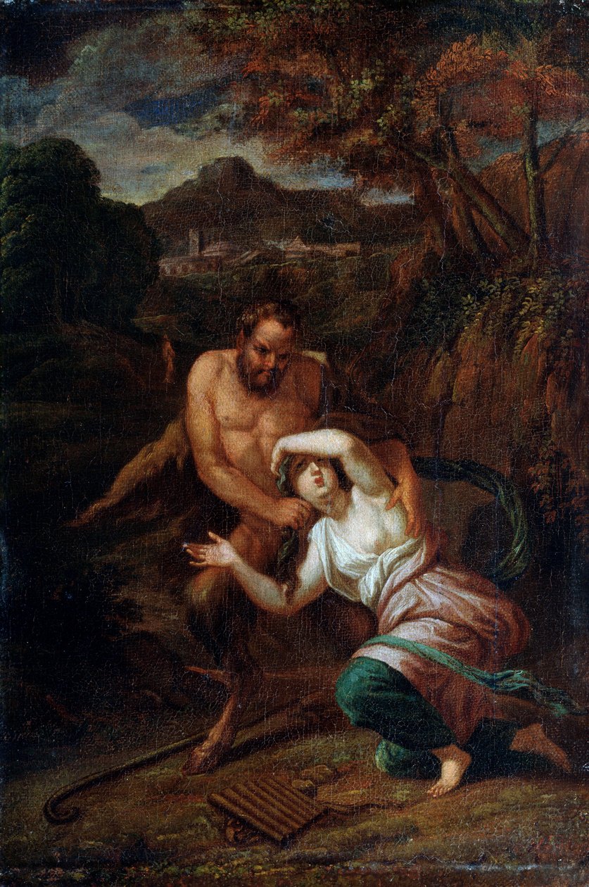 Pan y la ninfa Siringa, siglo XVII de Sébastien Bourdon
